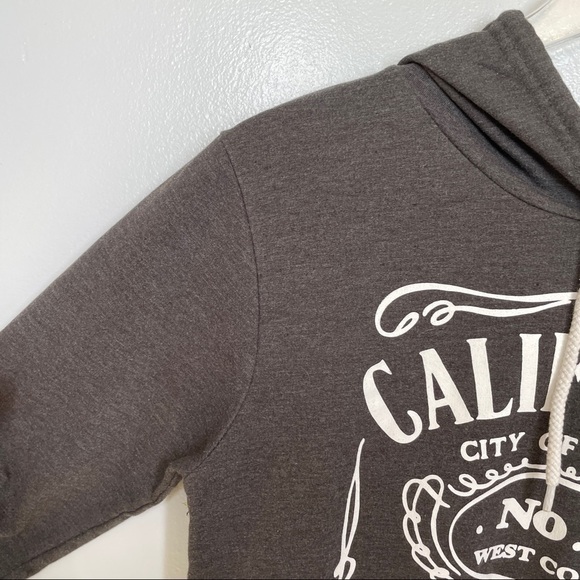 On Fire Grey/White California City of Angels Graphic Hoodie Sweatshirt Size S - Picture 7 of 11